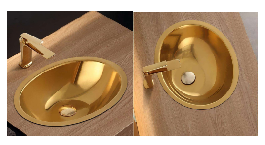 Gold counter single bowl sink